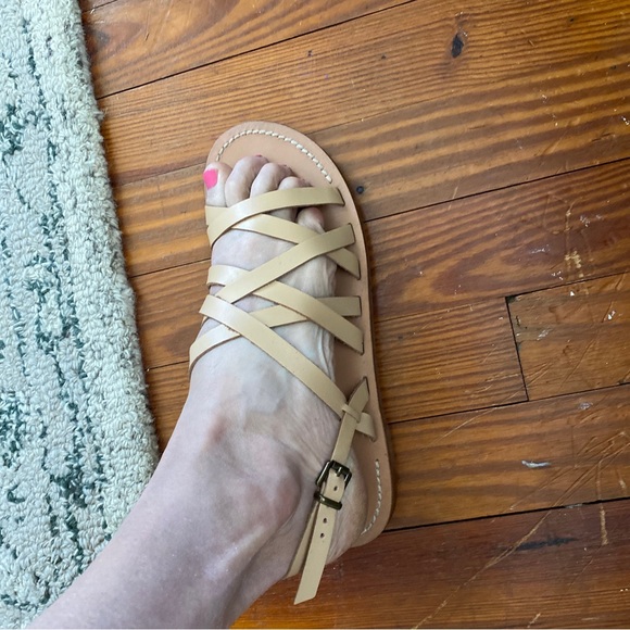 Zara Flat Sandals Tan Leather Straps Adjustable Buckle Ankle strap (39)8.5 - Picture 5 of 10